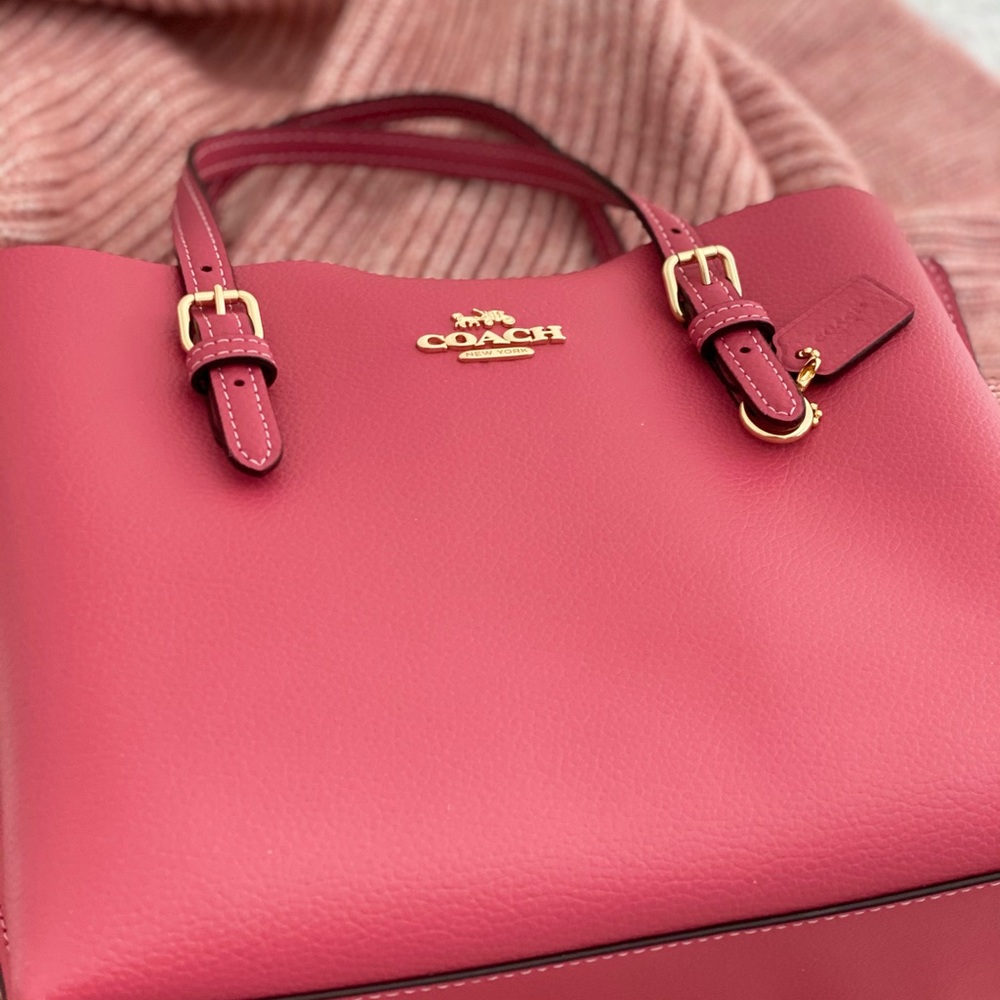 ๐ COACH | Pink Strawberry Haze Mollie Tote 25 Crossbody Shoulder Bag Purse - Picture 7 of 16